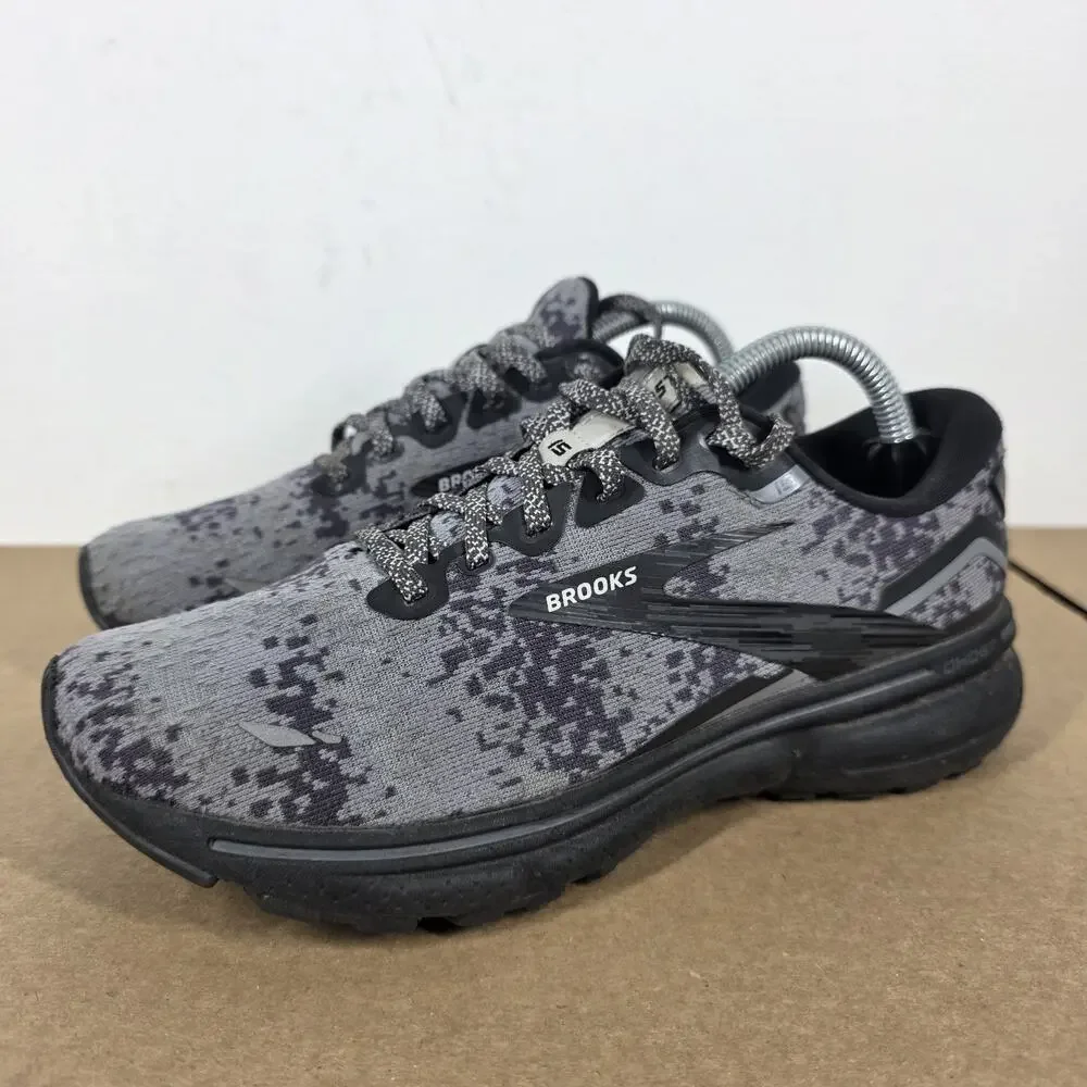 Brooks Ghost 15 Womens Black Gray Camo Size 6 Athletic Running Shoes 1203801B054